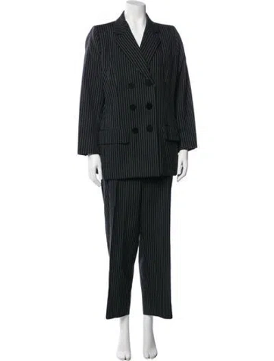Pre-owned Saks Fifth Avenue Wool Printed Pant Set In Black