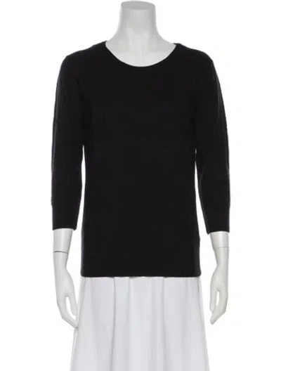 Pre-owned Saks Fifth Avenue Wool Scoop Neck Sweater In Black