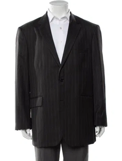 Pre-owned Saks Fifth Avenue Wool Striped Blazer In Gray