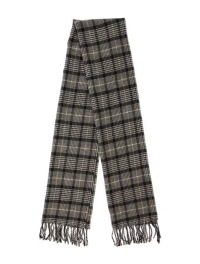 Pre-owned Saks Fifth Avenue Wool Striped Scarf In Black