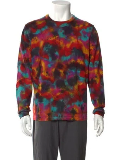 Pre-owned Saks Fifth Avenue Wool Tie-dye Print Pullover In Red