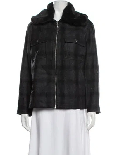 Pre-owned Saks Fifth Avenue Wool Tweed Pattern Jacket In Black