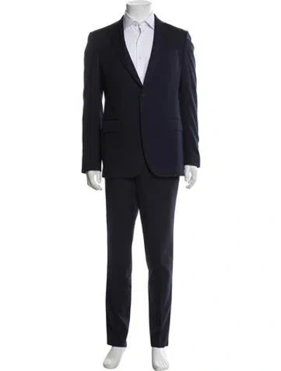 Pre-owned Saks Fifth Avenue Wool Two-piece Suit In Blue