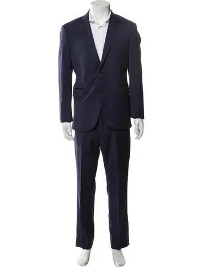 Pre-owned Saks Fifth Avenue Wool Two-piece Suit In Blue