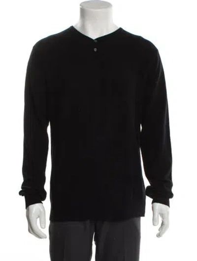 Pre-owned Saks Fifth Avenue Wool V-neck Pullover In Black