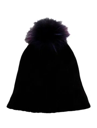 Pre-owned Saks Fifth Avenue Woven Beanie In Black