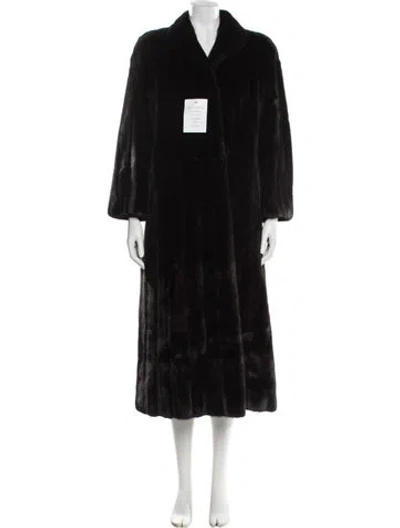 Pre-owned Saks Jandel Mink Faux Fur Coat In Black