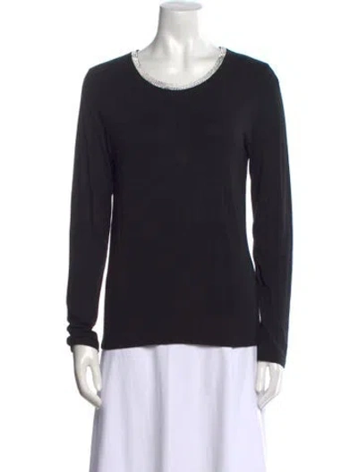 Pre-owned Saks Jandel Scoop Neck Sweater In Black