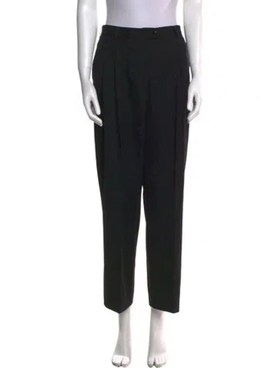 Pre-owned Saks Jandel Wool Wide Leg Pants In Black