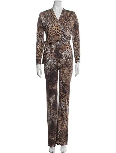 Pre-owned Saks Potts Animal Print Pantsuit In Brown