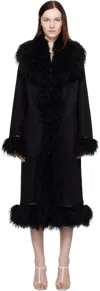 Saks Potts Black Bonna Shearling Coat In Black