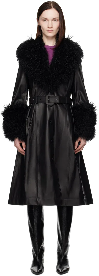 Saks Potts Black Foxy Shearling Coat