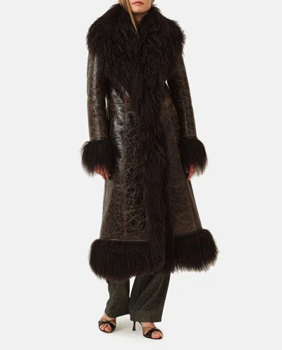 Saks Potts Brown Bonna Shearling Coat In Braun