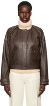 Saks Potts Brown Margreta Leather Jacket In Chestnut