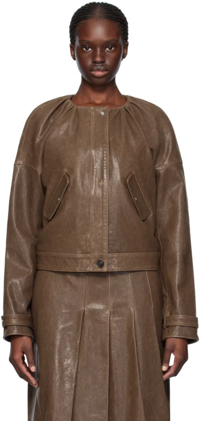 Saks Potts Brown Margretha Leather Jacket