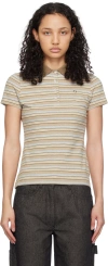 Saks Potts Brown Venus Polo In Brown Shadow Stripe