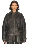 Saks Potts Claria Leather Jacket In Destroyed Black
