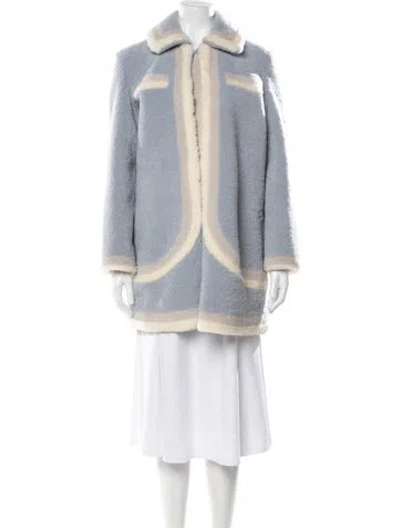 Pre-owned Saks Potts Colorblock Pattern Coat In Blue