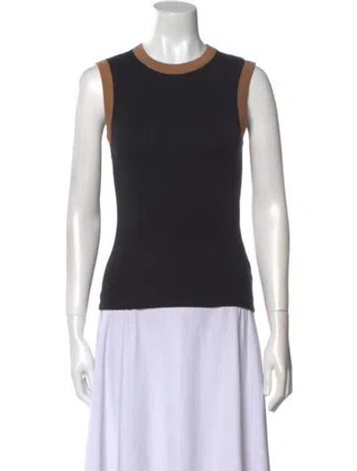 Pre-owned Saks Potts Crew Neck Sleeveless Top In Black