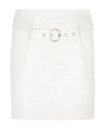 Saks Potts Crocodile-effect Belted Mini Skirt In White