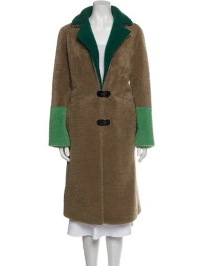 Pre-owned Saks Potts Faux Fur Coat In Brown