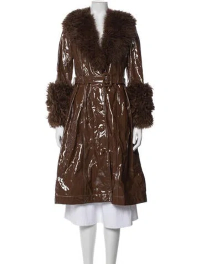 Pre-owned Saks Potts Faux Fur Coat In Brown