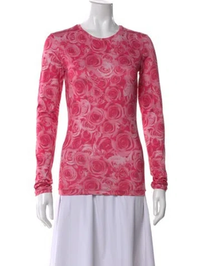 Pre-owned Saks Potts Floral Print Crew Neck Top In Pink