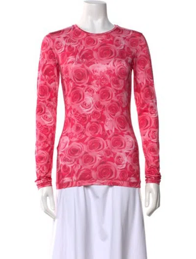 Pre-owned Saks Potts Floral Print Crew Neck Top In Pink