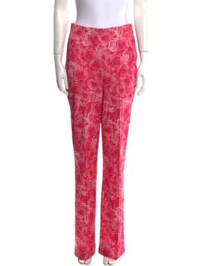 Pre-owned Saks Potts Floral Print Wide Leg Pants In Pink