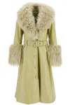 SAKS POTTS FOXY LEATHER AND SHEARLING LONG COAT