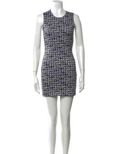 Pre-owned Saks Potts Graphic Print Mini Dress In Black
