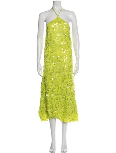 Pre-owned Saks Potts Halterneck Midi Length Dress In Green