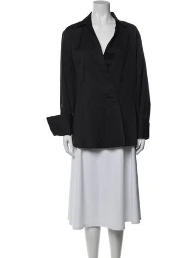 Pre-owned Saks Potts Irene Long Sleeve Button-up Top In Black
