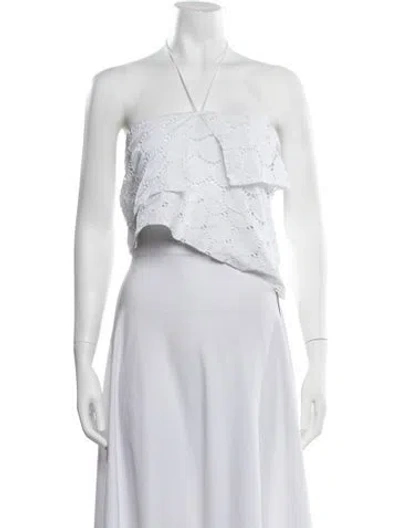 Pre-owned Saks Potts Lace Pattern Halterneck Crop Top In White