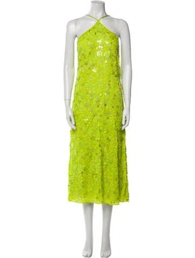 Pre-owned Saks Potts Lace Pattern Midi Length Dress In Green