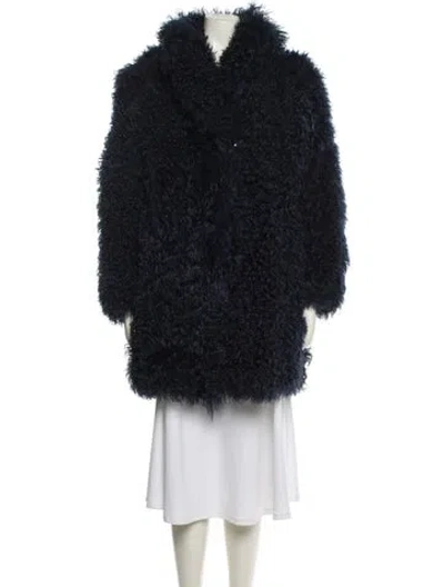Pre-owned Saks Potts Lamb Fur Faux Fur Coat In Blue