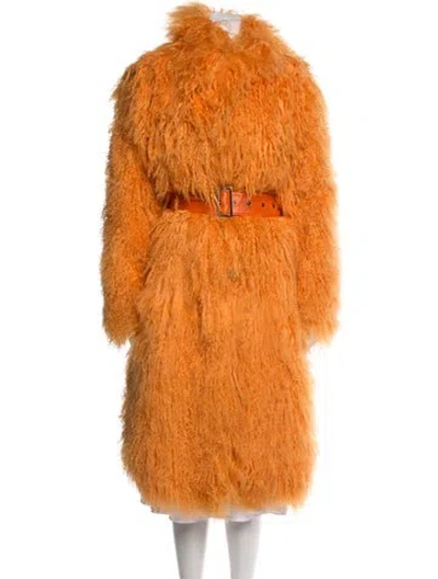 Pre-owned Saks Potts Lamb Fur Faux Fur Coat In Orange