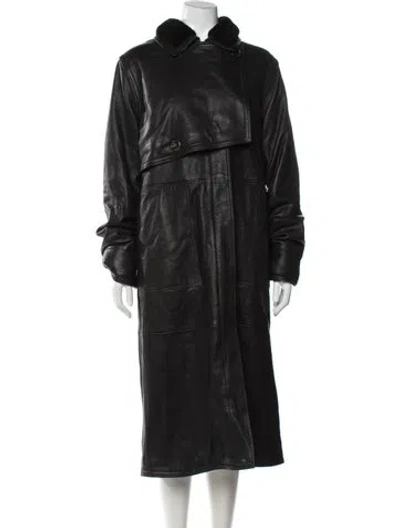 Pre-owned Saks Potts Lamb Leather Coat In Black