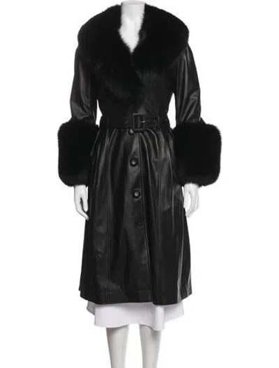 Pre-owned Saks Potts Lamb Leather Faux Fur Coat In Black