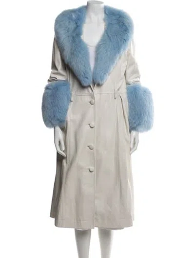 Pre-owned Saks Potts Lamb Leather Faux Fur Coat In White