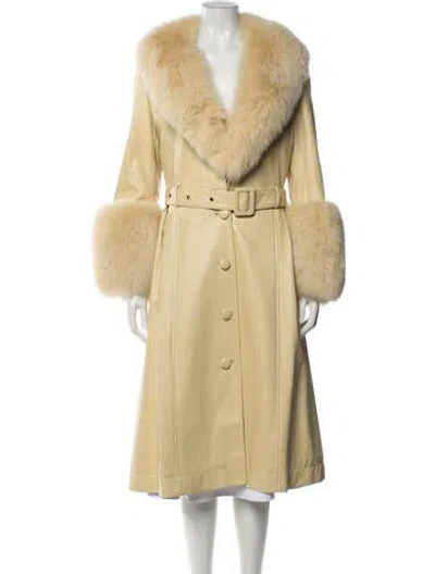 Pre-owned Saks Potts Lamb Leather Faux Fur Coat In Yellow
