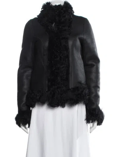 Pre-owned Saks Potts Lamb Leather Faux Fur Jacket W/ Tags In Black