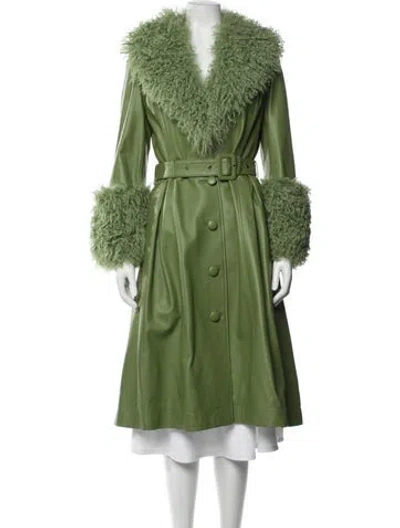 Pre-owned Saks Potts Lamb Leather Fur Coat In Green