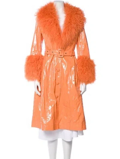 Pre-owned Saks Potts Lamb Leather Fur Coat In Orange
