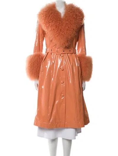Pre-owned Saks Potts Lamb Leather Fur Coat In Orange