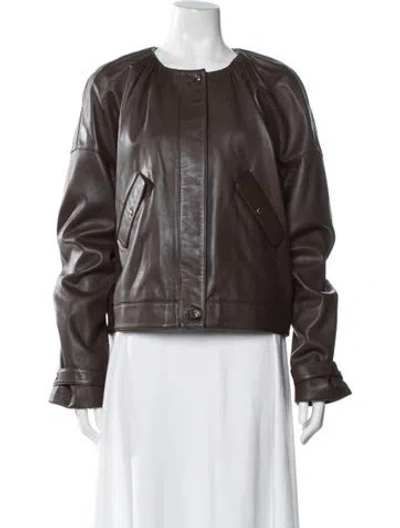 Pre-owned Saks Potts Lamb Leather Jacket In Brown