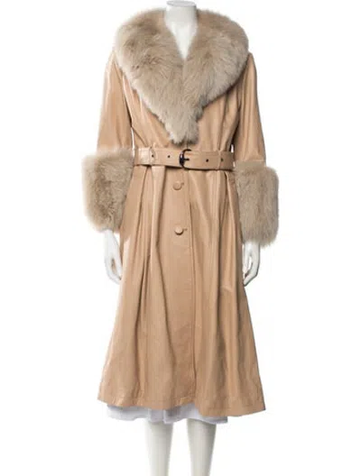 Pre-owned Saks Potts Leather Faux Fur Coat In Neutrals