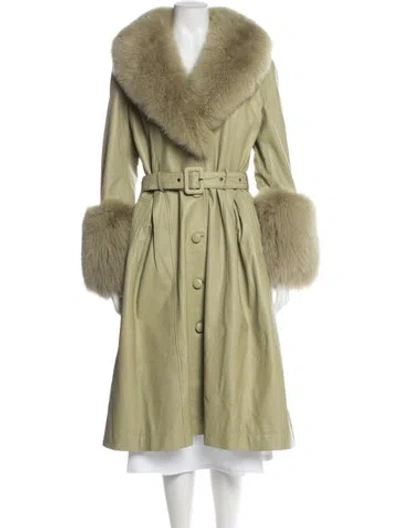 Pre-owned Saks Potts Leather Fur Coat In Neutral