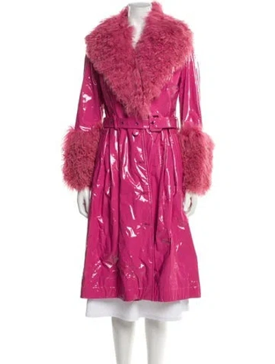 Pre-owned Saks Potts Leather Fur Coat In Pink