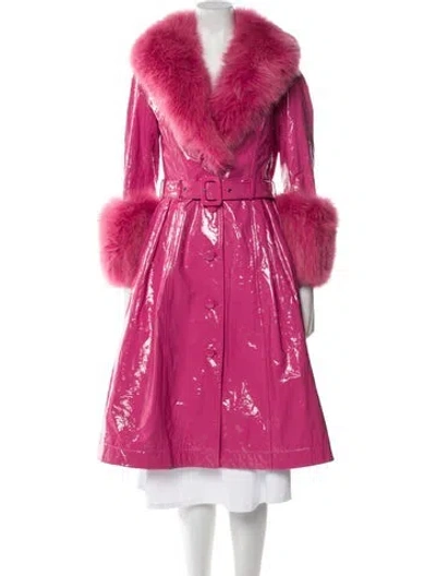 Pre-owned Saks Potts Leather Fur Jacket In Pink